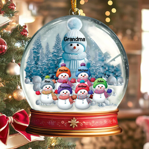 Custom Grandma With Grandkids Snowball Ornament