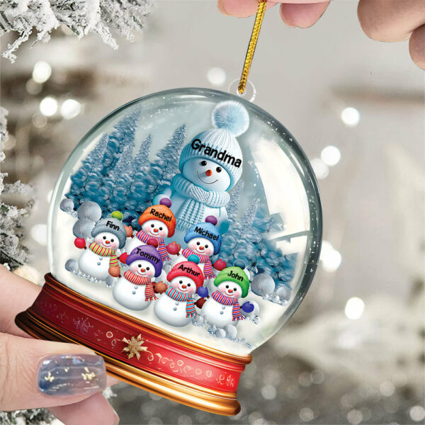 Custom Grandma With Grandkids Snowball Ornament - Image 9