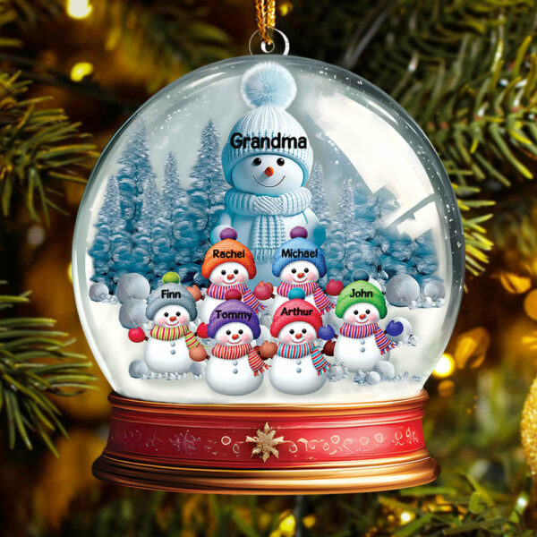 Custom Grandma With Grandkids Snowball Ornament - Image 2