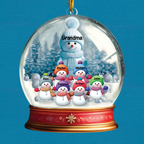 Custom Grandma With Grandkids Snowball Ornament - Image 3