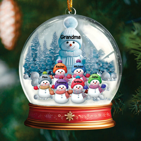 Custom Grandma With Grandkids Snowball Ornament - Image 7