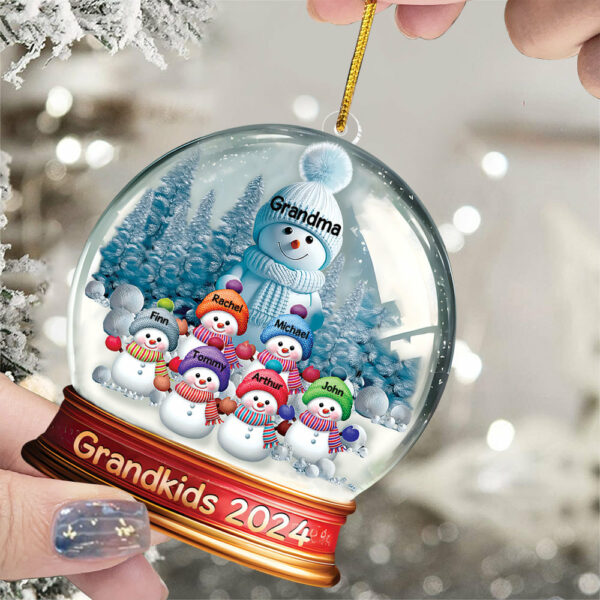Custom Grandma With Grandkids Snowball Ornament Vr2 - Image 9
