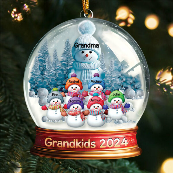 Custom Grandma With Grandkids Snowball Ornament Vr2 - Image 6