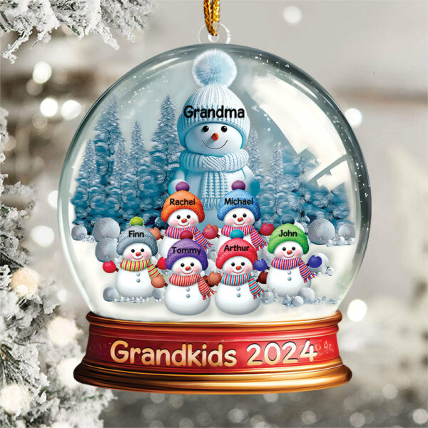 Custom Grandma With Grandkids Snowball Ornament Vr2 - Image 5