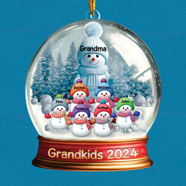 Custom Grandma With Grandkids Snowball Ornament Vr2 - Image 3