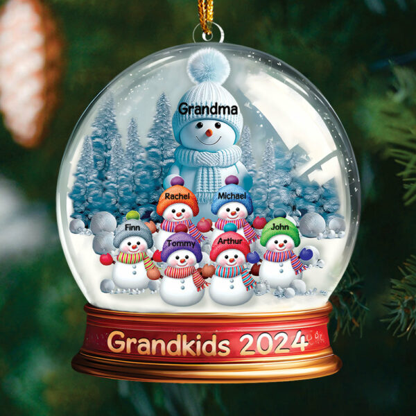 Custom Grandma With Grandkids Snowball Ornament Vr2 - Image 7