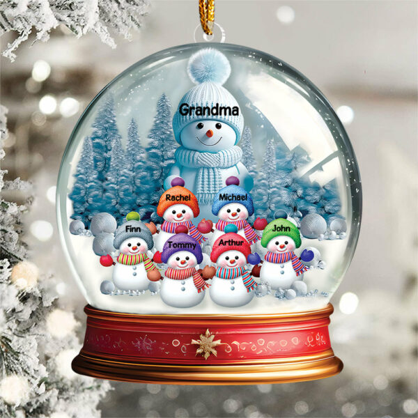 Custom Grandma With Grandkids Snowball Ornament - Image 5