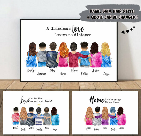 Custom Grandma's Hug, Mother's Hug Mom/Daughters/Sons, Sisters/Brothers Poster Canvas, Perfect Mother's Day Gift For Mom For Grandma Aunt - Image 4