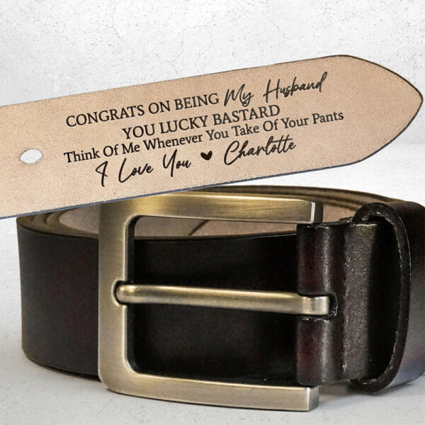 Custom Handmade Belt - Funny Gift for Husband, Father's Day Gift, Engraved Leather Belt Grooms Men, Anniversary Gift FiancÃ© - Image 6