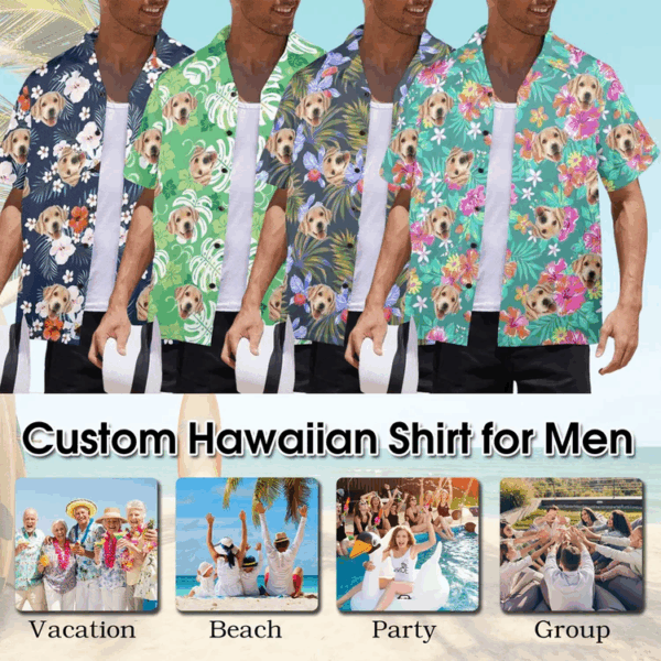 Custom Hawaiian Shirt With Face Baby, Dog Cat Face Tropical Pattern Shirt for Men Women - Image 3