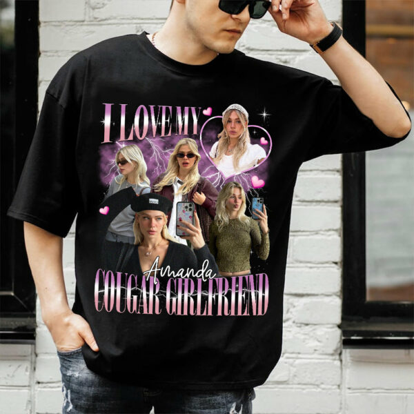 Custom I Love My Cougar Girlfriend Comfort Colors Shirt, I Heart My Cougar Shirt, Valentine Gift I Love My Girlfriend Custom Picture, Girlfriend Bootleg Tee Shirt, 90s Bootleg Shirt - Image 6