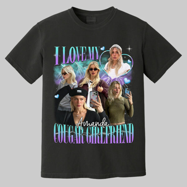 Custom I Love My Cougar Girlfriend Comfort Colors Shirt, I Heart My Cougar Shirt, Valentine Gift I Love My Girlfriend Custom Picture, Girlfriend Bootleg Tee Shirt, 90s Bootleg Shirt - Image 8