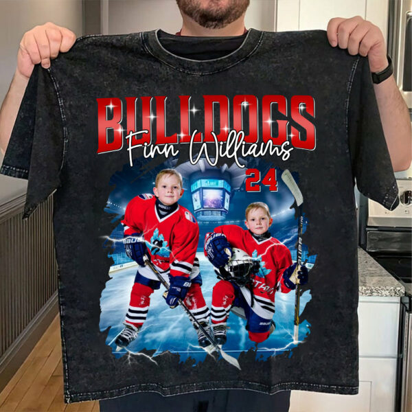 Custom Ice Hockey Player Photo With Unique Style Bootleg Shirt - Perfect Shirt For Ice Hockey Lovers - Image 3