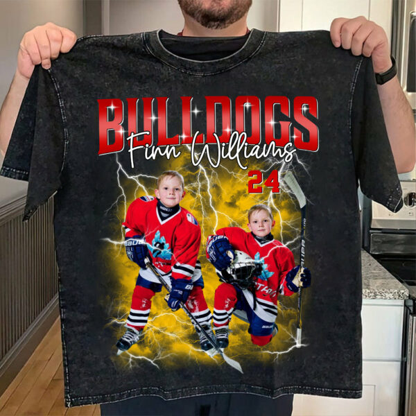 Custom Ice Hockey Player Photo With Unique Style Bootleg Shirt - Perfect Shirt For Ice Hockey Lovers - Image 2