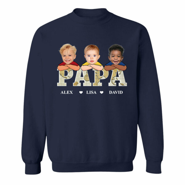 Custom Kid Face Papa Grandpa - Personalized Photo Shirt Gift For Father's Day - Image 6