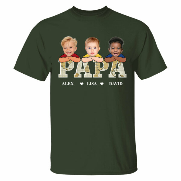 Custom Kid Face Papa Grandpa - Personalized Photo Shirt Gift For Father's Day - Image 2