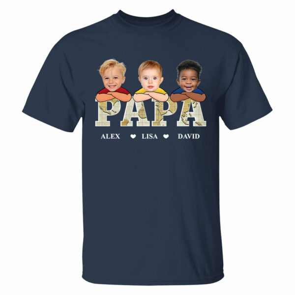 Custom Kid Face Papa Grandpa - Personalized Photo Shirt Gift For Father's Day - Image 3