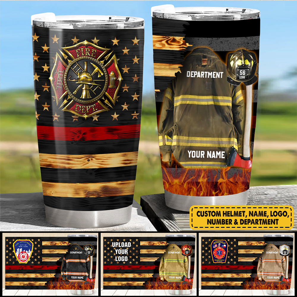 Custom Logo Clothes And Helmet Firefighter Tumbler K1702