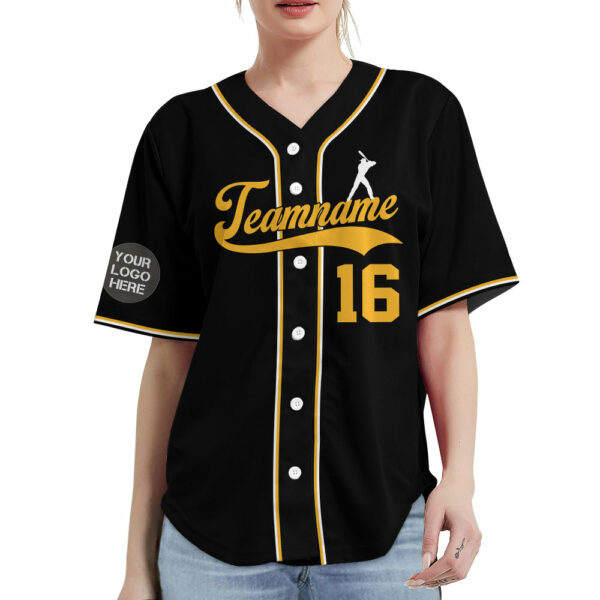 Custom Logo Name Number Black Baseball Jersey - Image 5