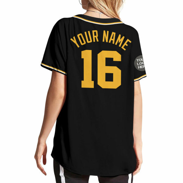 Custom Logo Name Number Black Baseball Jersey - Image 6