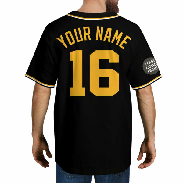 Custom Logo Name Number Black Baseball Jersey - Image 4