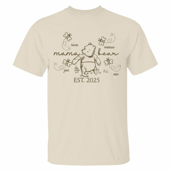 Custom Mama Bear Est 2025 And Grandkids Shirts For Grandma - Image 3