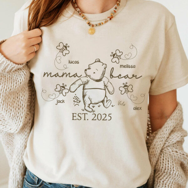 Custom Mama Bear Est 2025 And Grandkids Shirts For Grandma