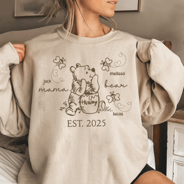 Custom Mama Bear Est 2025 And Grandkids Shirts For Grandma