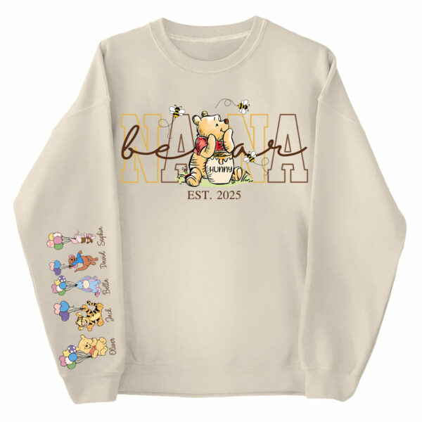 Custom Mama Bear Shirt, Mama Est with Kid Name on Sleeve - Personalized Grandma Bear Shirt Mothers Day Gift - Image 3