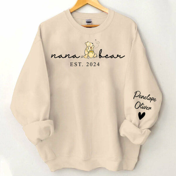Custom Mama Bear Shirt With Kid Name On Sleeve - Personalized Grandma Bear Shirt - Image 2