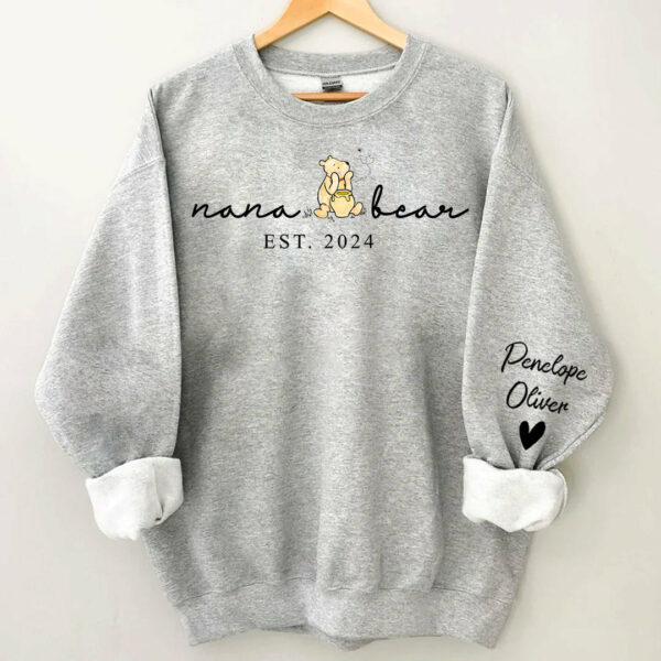 Custom Mama Bear Shirt With Kid Name On Sleeve - Personalized Grandma Bear Shirt - Image 4