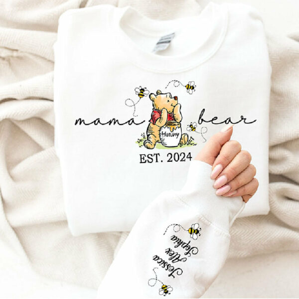 Custom Mama Bear Sweatshirt,Mama Est with Kids Name on Sleeve Sweatshirt, Personalized Mom Sweatshirt, Nana, Grandma, Gigi, Mothers Day Shirt - Image 2