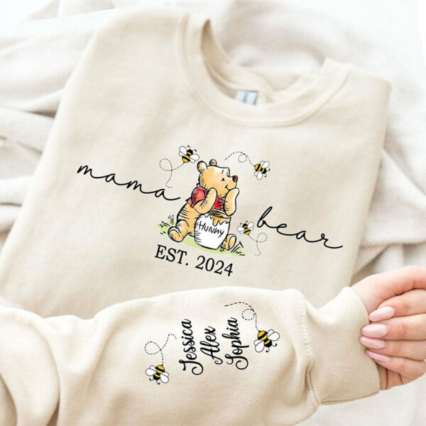 Custom Mama Bear Sweatshirt,Mama Est with Kids Name on Sleeve Sweatshirt, Personalized Mom Sweatshirt, Nana, Grandma, Gigi, Mothers Day Shirt