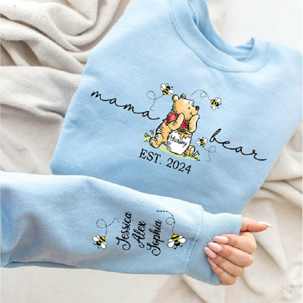 Custom Mama Bear Sweatshirt,Mama Est with Kids Name on Sleeve Sweatshirt, Personalized Mom Sweatshirt, Nana, Grandma, Gigi, Mothers Day Shirt - Image 4
