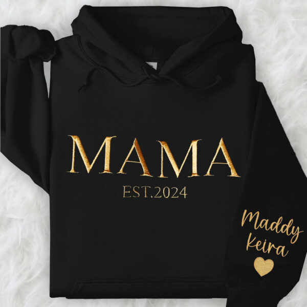 Custom Mama Embroidered Hoodie Sweatshirt With Date Unique Keepsake For Mom Mother's Day Gift Ideas - Image 3