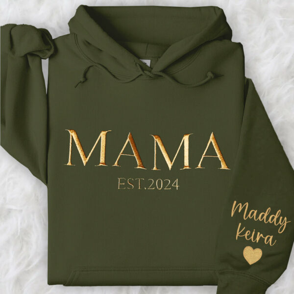 Custom Mama Embroidered Hoodie Sweatshirt With Date Unique Keepsake For Mom Mother's Day Gift Ideas - Image 4