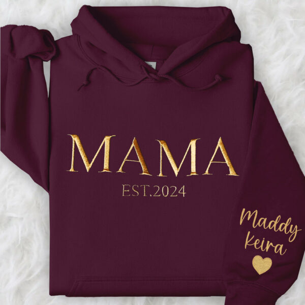 Custom Mama Embroidered Hoodie Sweatshirt With Date Unique Keepsake For Mom Mother's Day Gift Ideas - Image 2