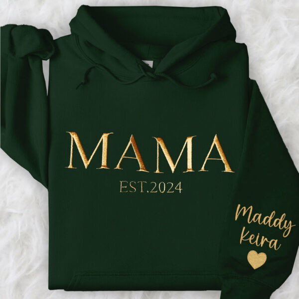 Custom Mama Embroidered Hoodie Sweatshirt With Date Unique Keepsake For Mom Mother's Day Gift Ideas - Image 5