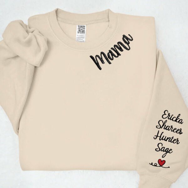 Custom Mama Embroidered Sweatshirt Hoodie with Kids Names For Mother's Day Gift Ideas - Image 4