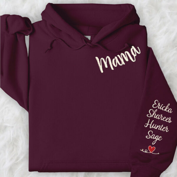 Custom Mama Embroidered Sweatshirt Hoodie with Kids Names For Mother's Day Gift Ideas - Image 8