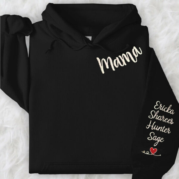 Custom Mama Embroidered Sweatshirt Hoodie with Kids Names For Mother's Day Gift Ideas - Image 2