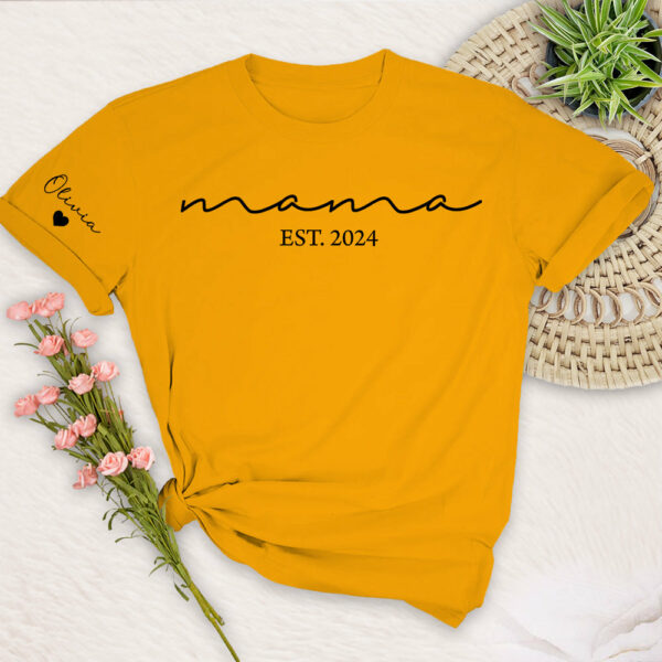 Custom Mama Shirt with Kid Name, Personalized Mom Shirt with Kids Names on Sleeve, Momma Tshirt, Mothers Day Gift for Her, New Mom Gift Est - Image 8