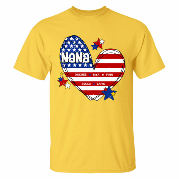 Custom Mom Grandma Heart with Kids Names, Custom 4th of July Shirt - Image 5