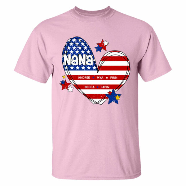 Custom Mom Grandma Heart with Kids Names, Custom 4th of July Shirt - Image 7