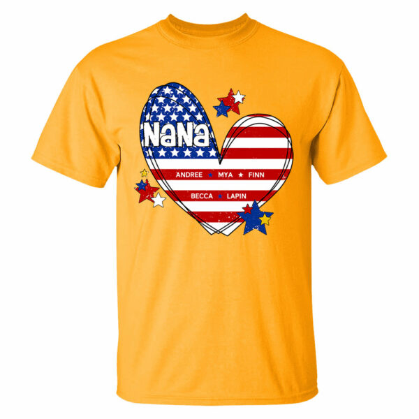 Custom Mom Grandma Heart with Kids Names, Custom 4th of July Shirt - Image 11