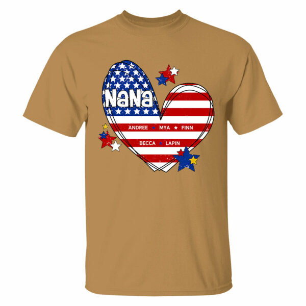 Custom Mom Grandma Heart with Kids Names, Custom 4th of July Shirt - Image 4