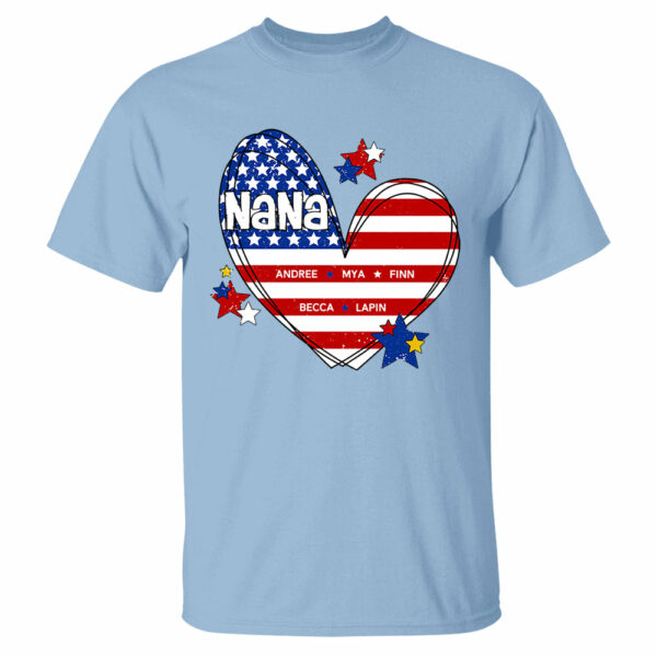 Custom Mom Grandma Heart with Kids Names, Custom 4th of July Shirt - Image 12