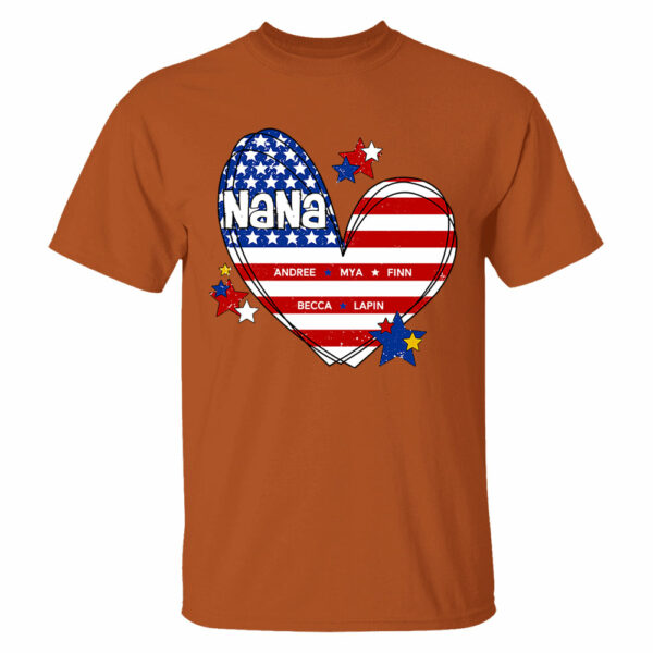 Custom Mom Grandma Heart with Kids Names, Custom 4th of July Shirt - Image 6