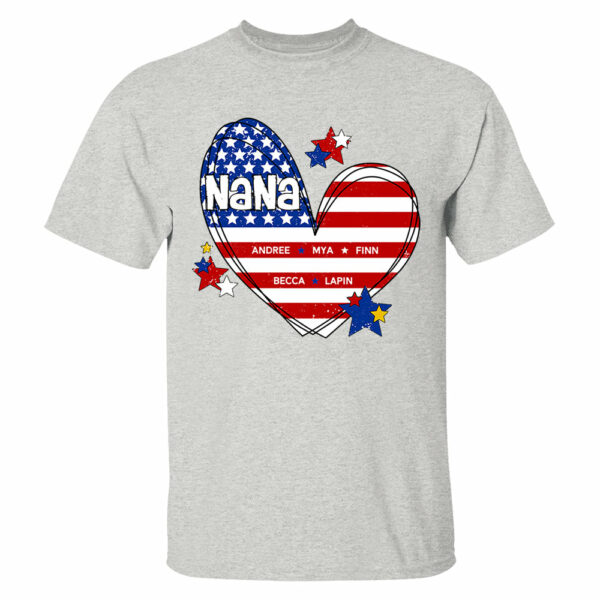 Custom Mom Grandma Heart with Kids Names, Custom 4th of July Shirt - Image 2