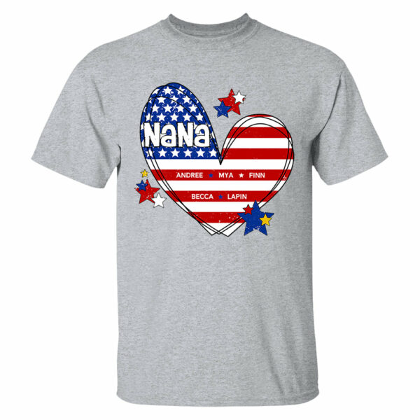 Custom Mom Grandma Heart with Kids Names, Custom 4th of July Shirt - Image 9